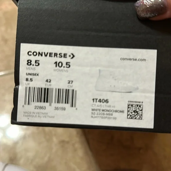 NWT Converse hi-top white leather size 10.5 women’s/8.5 men’s - Picture 5 of 5